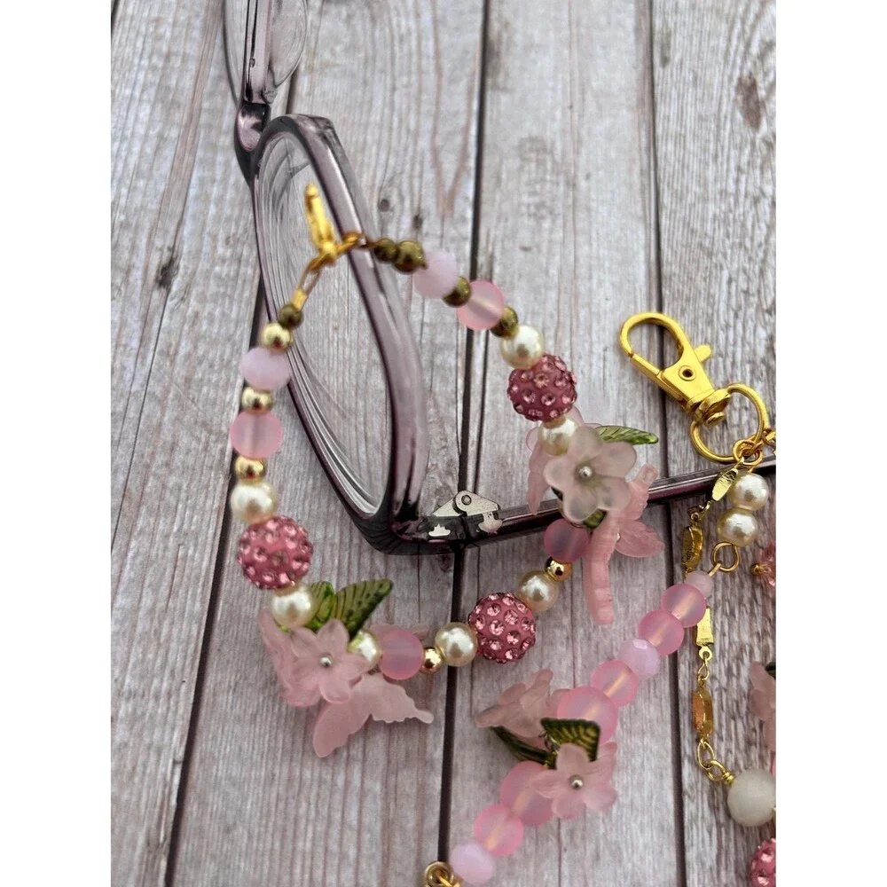 Pink Floral Zipper Pull & Bag Charm Handmade Butterfly Purse Charm